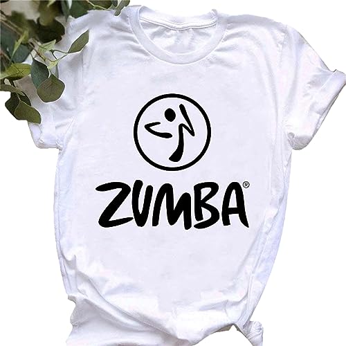 Moda Mujer Zumba Camiseta Baile Impresión Gráfica Mangas Cortas Fitness Deportes Cuello Redondo Ropa Deportiva Tops Camiseta Casual
