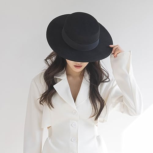 Moderno sombrero fedora, sombrero clásico y elegante tipo panamá de mezcla de algodón con ala plana, sombrero de jazz con cinta