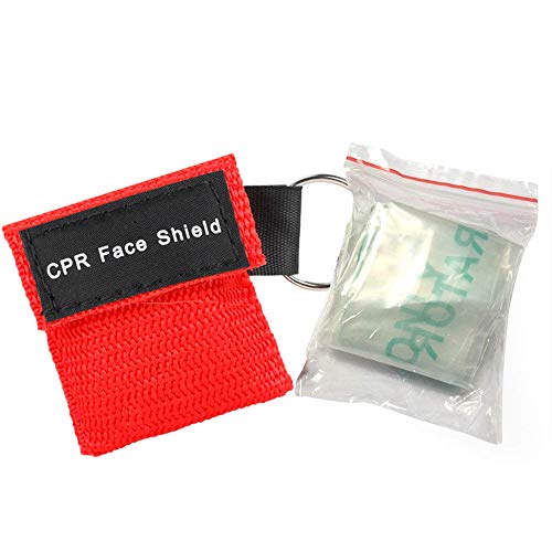 MojiDecor Máscara de CPR, Máscara respiratoria 10 PCS, CPR Máscara con Llavero, portátiles de Primeros Auxilios máscaras CPR con Barrera respiratoria con válvula de retención (5 Negro + 5 Rojo)