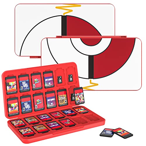 MoKo Funda para Almacenamiento de Switch Juegos Compatible con Nintendo Switch OLED/ Switch/ Switch Lite, Organizador de 24 Tarjetas de Juego Impermeable Estuche - Blanco & Rojo Bola de Elfo