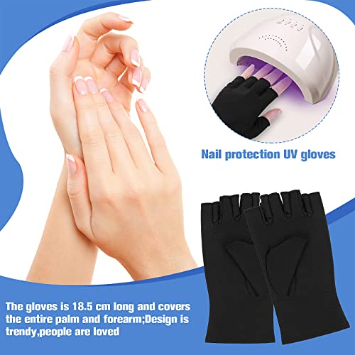 Molain Guantes anti UV, guantes de manicura de gel, guantes de protección profesional sin dedos para manicura, cuidado de la piel, guantes de protección UV (negro)