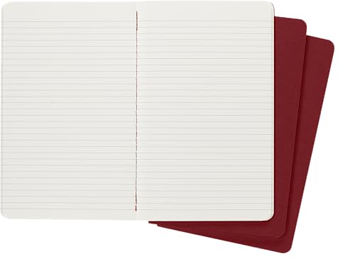Moleskine CH116 - Set de 3 cuadernos a rayas, grandes, color rojo arándano