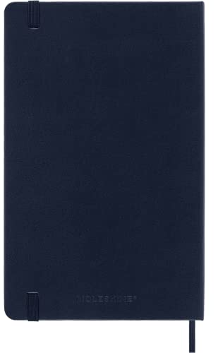 Moleskine - Cuaderno Clásico con Hojas Lisas, Tapa Dura y Cierre Elástico, Color Azul Zafiro, Tamaño Grande 13 x 21 cm, 240 Hojas