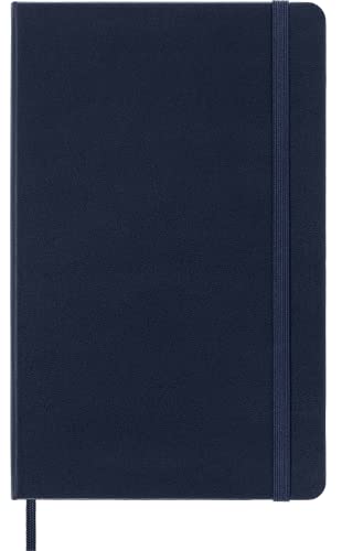 Moleskine - Cuaderno Clásico con Hojas Lisas, Tapa Dura y Cierre Elástico, Color Azul Zafiro, Tamaño Grande 13 x 21 cm, 240 Hojas