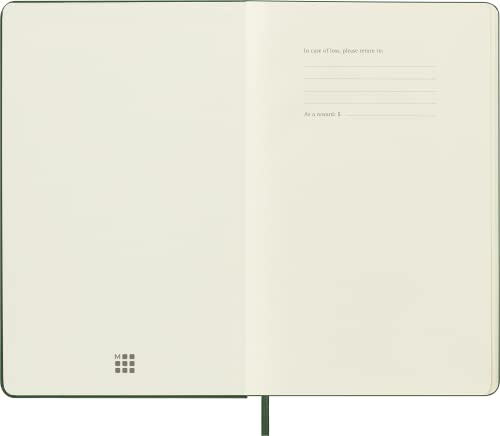 Moleskine - Cuaderno Clásico con Hojas Lisas, Tapa Dura y Cierre Elástico, Color Verde Mirto, Tamaño Grande 13 x 21 cm, 240 Hojas