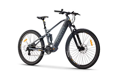 Moma Bikes Bicicleta Electrica, EMTB 29", Full Suspension, Shimano 24v, Frenos de disco hidráulicos, Bateria Integrada Ion Litio 48V 13Ah