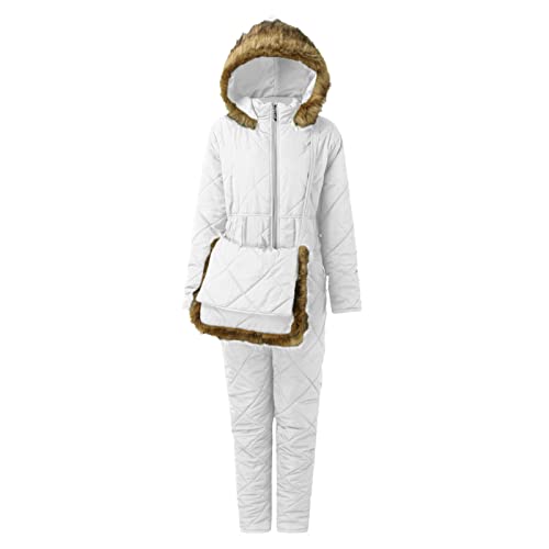 Mono de esquí de invierno para mujer, traje de nieve para deportes al aire libre, traje de nieve de lana sintética, overol con capucha, chaquetas de esquí y pantalones Mis libros de alquiler, blanco,