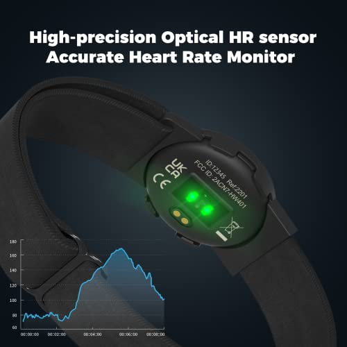 moofit HW401 Brazalete Monitor de Frecuencia Cardíaca Bluetooth Ant+, IP67 Impermeable Rechargeable Heart Rate Monitor Bracelet Compatible con con Wahoo, Strava, Elite HRV