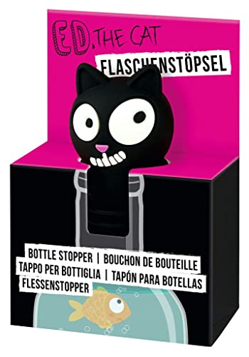 moses 27512 Ed The Cat - Tapón de silicona para botellas, apto para lavavajillas, diseño de gato, color negro