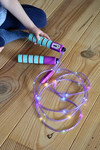 moses. 38137 - Cuerda de saltar ajustable con luces LED, 3 modos de iluminación diferentes y contador, multicolor