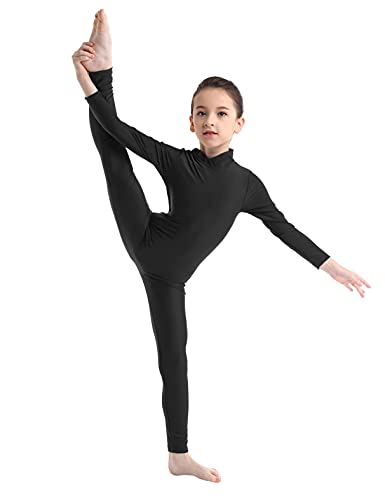 MSemis Maillot de Danza para Niña Manga Larga Leotardo de Ballet Gimnasia Mono de Patinaje Artístico Jumpsuit Ropa de Deportiva Yoga 3-16 Años Negro 3-4 años