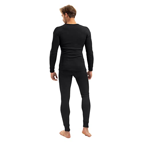 MT Conjunto de ropa de esquí y térmico para hombre - Ropa interior larga suave, Negro , XL