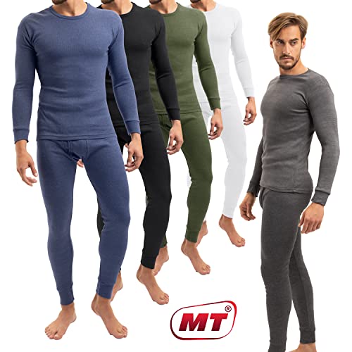 MT Conjunto de ropa de esquí y térmico para hombre - Ropa interior larga suave, Negro , XL