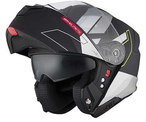MT Helmet Casco Abatible Genesis Talla M (57/58) Modelo Talo Negro Mate Y Fluor con homologacion 22.06