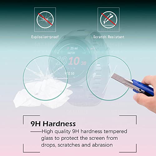 MTHGH Protector de pantalla de cristal templado para Garmin fenix 6/6 Pro/ 6 Multisport GPS [4 piezas] + tapones antipolvo 5 piezas, Dureza 9H libre de burbujas cubierta protectora ultrafina