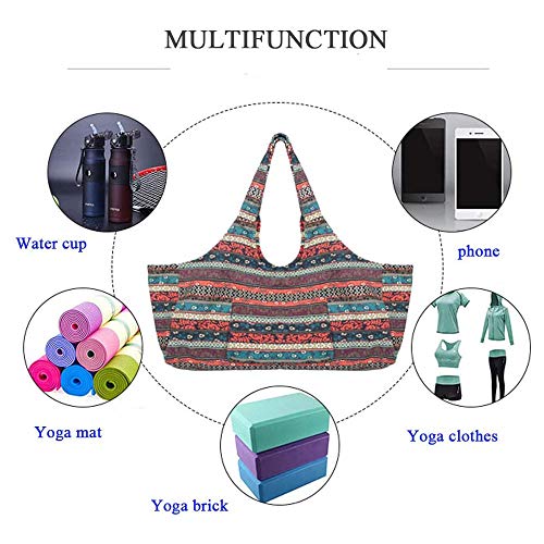 Mu Mianhua Bolsa para esterilla de yoga con bolsillo de gran tamaño y bolsillo con cremallera para la mayoría de tamaños de esterillas