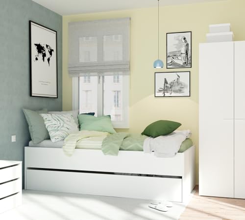MUEBLES PITARCH Cama Nido Juvenil habitación Dormitorio Infantil Color Blanco Estilo Moderno 90x190 cm