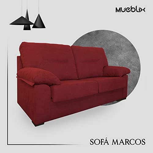 MUEBLIX.COM | Sofa Marcos | Sofa 3 Plazas | Sofas de Salón Modernos | Sofa Confortable | Asientos de Goma Espuma | Sofa de Diseño | Color Rojo