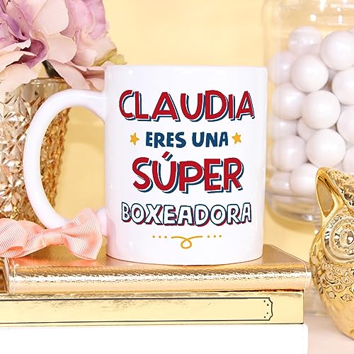 MUGFFINS Tazas Personalizadas para BOXEADORA mujer - En Español - Eres Súper - 11 oz / 330 ml - Regalo Personalizable original y divertido