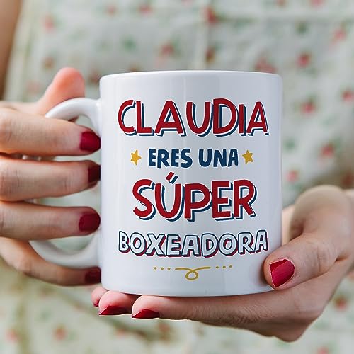 MUGFFINS Tazas Personalizadas para BOXEADORA mujer - En Español - Eres Súper - 11 oz / 330 ml - Regalo Personalizable original y divertido