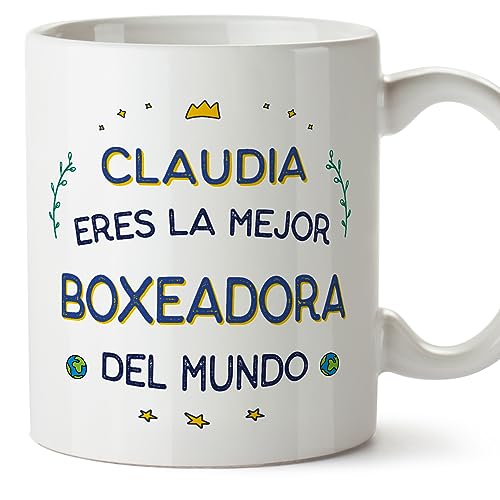 MUGFFINS Tazas Personalizadas para BOXEADORA mujer - En Español - Mejor del Mundo - 11 oz / 330 ml - Regalo Personalizable original y divertido