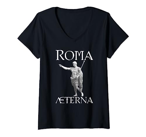Mujer Camiseta Roma Aeterna SPQR | Camiseta latina del Imperio Romano de Roma Camiseta Cuello V