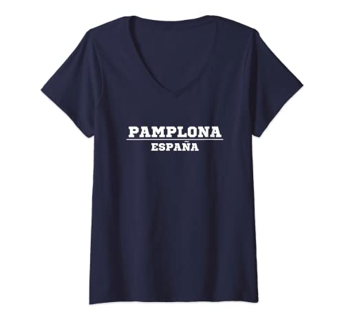 Mujer Pamplona España Vintage Pamplona Camiseta Cuello V