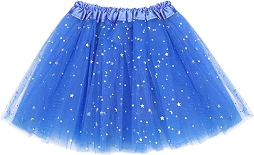 MUNDDY® - Tutu Elastico Tul 3 Capas 28 CM de Longitud para niña Bebe Distintas Colores con Estrella Falda Disfraz Ballet (Azul Oscuro con Estrella)