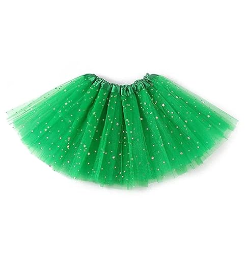 MUNDDY® - Tutu Elastico Tul 3 Capas 28 CM de Longitud para niña Bebe Distintas Colores con Estrella Falda Disfraz Ballet (Verde Oscuro con Estrella)