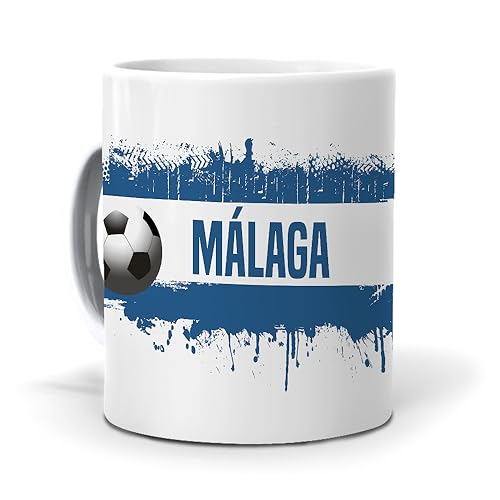 mundohuevo Taza Personalizada con Texto. Regalo Original. Málaga. Regalo Equipo de Futbol. Haz