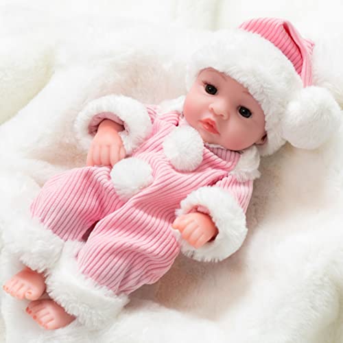 Muñeca renacida Realista Realista para bebé Suave Vinilo 25cm Encantador muñeca Reborn Gemelo niña niños pequeños Sonidos Rosa Azul 2pcs