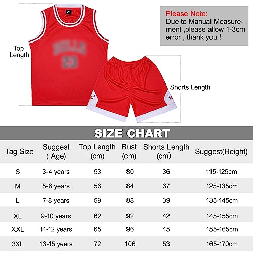 Mupopy Camiset Baloncesto Niños de 2 Piezas Camiseta sin Mangas y Pantalones de Baloncesto para Niños y Camiseta Tirantes(Rojo,2XL)