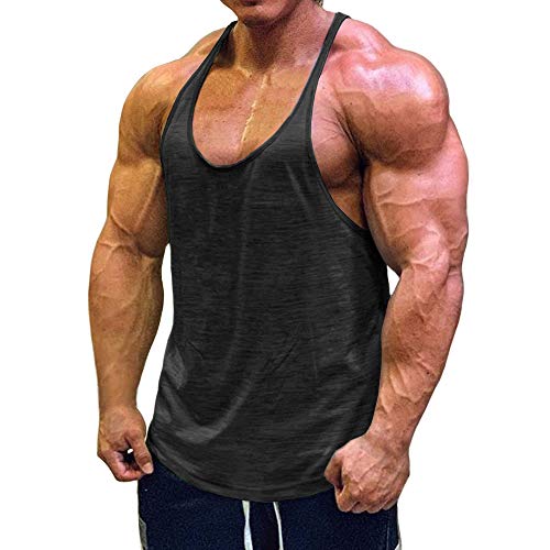 Muscle Cmdr Camiseta sin Mangas de Entrenamiento para Hombre,Camisetas de Tirantes Tombre Gym,Camiseta de Fitness con Espalda en Y para Hombre (Negro/L)