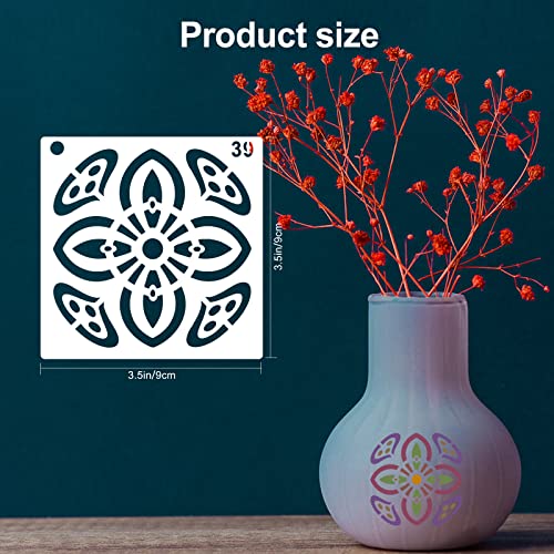 MWOOT 64 Pièces Mandala Geometric Painting Stencil,DIY Plástico Flor Plantilla para Pintar Reutilizable Template de Dibujo,Plantillas para Pintar en Mueble Tablón Tela Parede Lienzos Decoración(9x9CM)