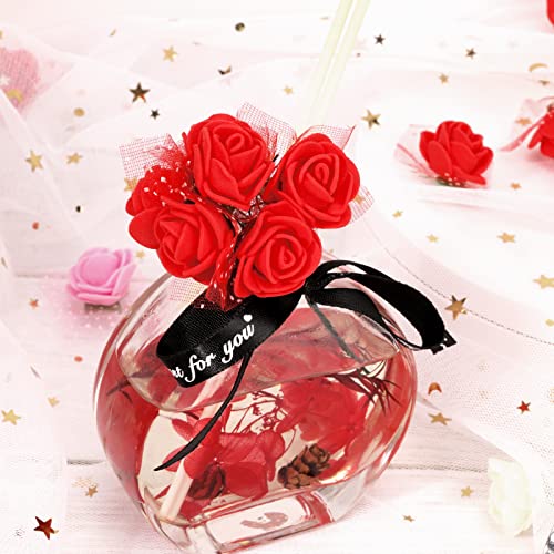 MWOOT Rosa Artificial 144 Piezas Rojo Flores Falsas, Pequeña Flor de Imitación para Bricolaje Accesorios de Boda Diademas, Cabezas de Flores Manualidades 2,5 CM