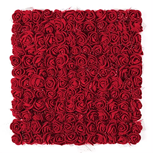 MWOOT Rosas Artificiales Rojo Oscuro, 144 Piezas Mini Rosas de Espuma para Manualidades, Pequeñas Flores Falsas para Bricolaje Boda Día de San Valentín Decoración, 2.5CM Cabezas de Flores Falsas