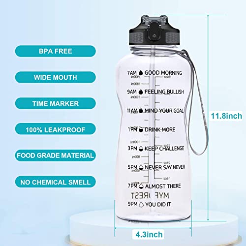 MYFOREST Botella de agua motivadora de 2,2 litros, botella de agua Tritan de 2200 ml con marcador de tiempo, contenedor de almacenamiento de agua de 2,2 L para cualquier objetivo de fitness