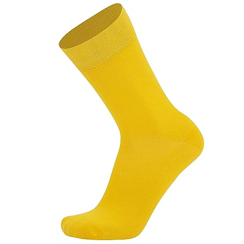 Mysocks para hombres y mujeres Paquete de 5 pares de calcetines de color liso peinados de algodón amarillo