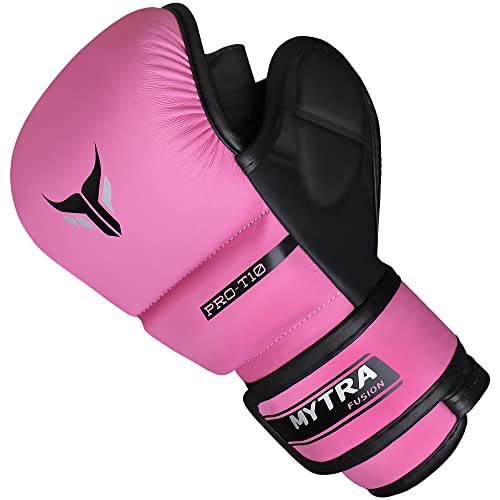 Mytra Fusion 7-oz Mujeres Guantes MMA Palma ventilada Abierta Guantillas MMA (M, Pink)