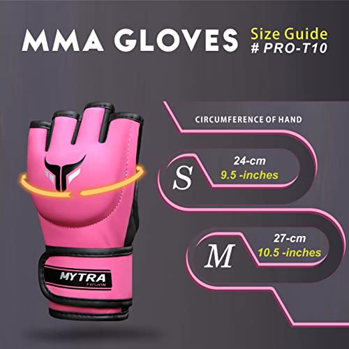 Mytra Fusion Guantes MMA Mujeres guantillas MMA para Kickboxing Muay Thai Training Cage Fighting y Mixed Martial Arts Grappling Guantes (S, Pink)