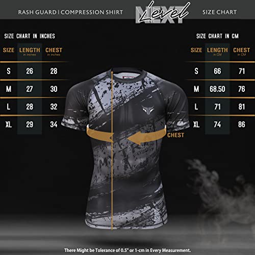 Mytra Fusion Rashguard BJJ Camiseta Compresion Breathable & Ultra Lightweight Rashguard para MMA, Gimnasio, Entrenamiento, Correr y Ciclismo (XL, Black/Grey)