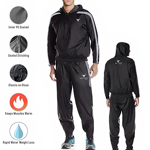 Mytra Fusion Weight Loss Sliming Fitness Sauna Sweat Suit BlackGrey