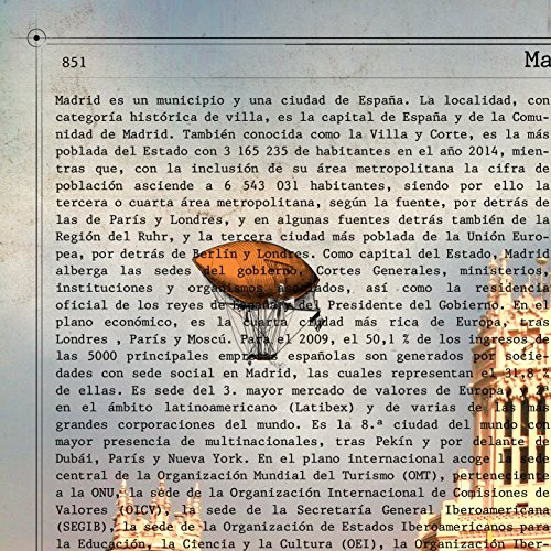 Nacnic Lámina Ciudad de Madrid. Estilo Vintage. Ilustración, fotografía y Collage con la Historia DE Madrid. Poster tamaño A4 Impreso en Papel