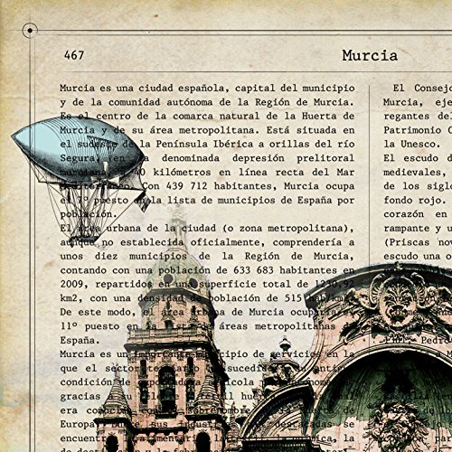 Nacnic Lámina Ciudad de Murcia con la Historia DE Murcia. Poster tamaño A4 Impreso en Papel