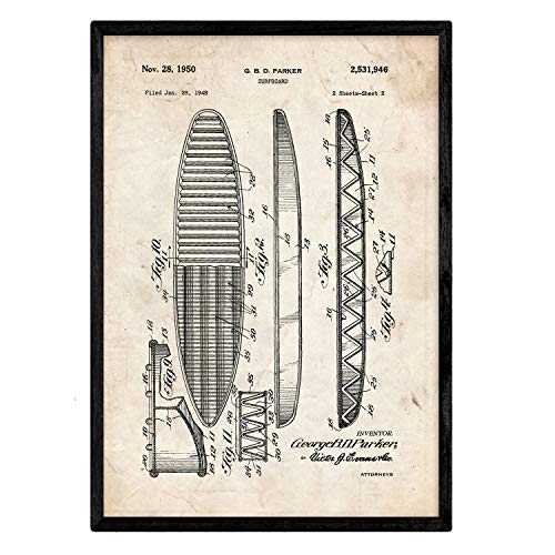 Nacnic Patentes-Surf - Tabla de Surf - Fondo Vintage