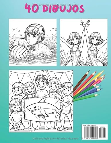 Natación para colorear: Pinta los deportes de agua más allá de la natación: ¡Incluye también waterpolo, natación sincronizada y saltos de trampolín para colorear en este libro acuático!