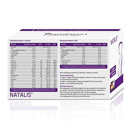 Natalis, Vitaminas Embarazo Con Acido Folico, Hierro, Dha, Vitaminas Y Nutrientes Esenciales, 90 Cápsulas - SanaExpert