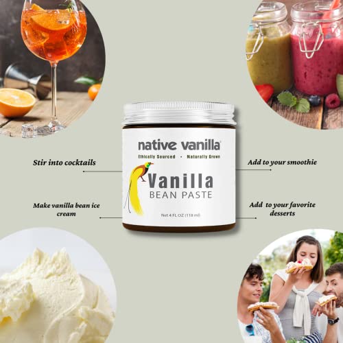 Native Vanilla - Pasta de Vainilla Pura y Natural 118 ml (4 oz) - Para los cocineros y para la cocina casera, la repostería y la elaboración de postres