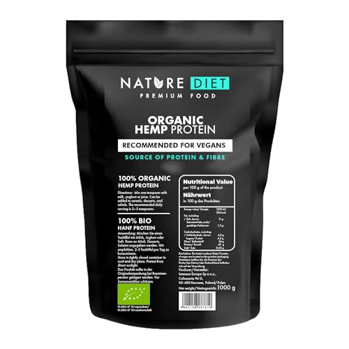 Nature Diet - Proteína de cáñamo orgánica 1000g | Vegano | Polvo de proteína | A base de plantas