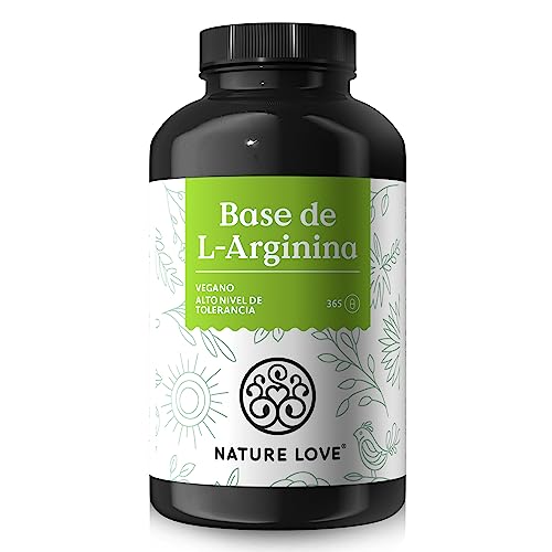 NATURE LOVE® L-arginina base con citrulina - 365 cápsulas - Arginina de origen vegetal en forma de BASE con una pureza del 99,7+% - Altamente dosificada, vegana y producida en Alemania